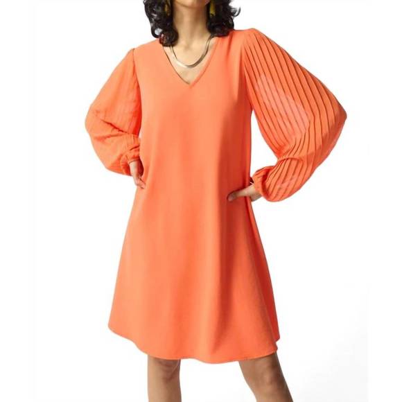 NEW JOSEPH RIBKOFF pleated sleeve dress in orange - Picture 1 of 3